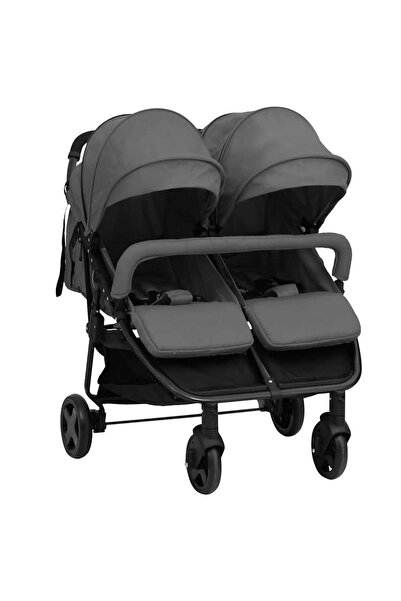 vidaxl Double trolley, dark grey and black, steel
