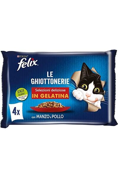 Yftekstilambalaj store Felix Sığır Eti ve Tavuklu Kedi Yaş Maması Avantajlı Paket (4 x 12 x 85 gr) 4