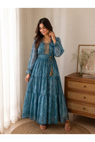 Libas lab Ocean Mist Tiered Maxi Dress