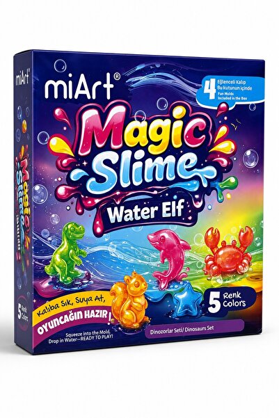 Magic Slime Water Elf 5 Renk Sihirli Slime Oyun Seti Dinozor Kalıplı Çocuk Oyuncağı