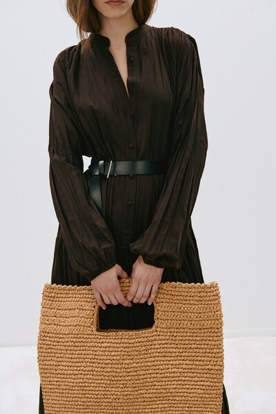 Suud Collection Camel Tala Hasır Çanta