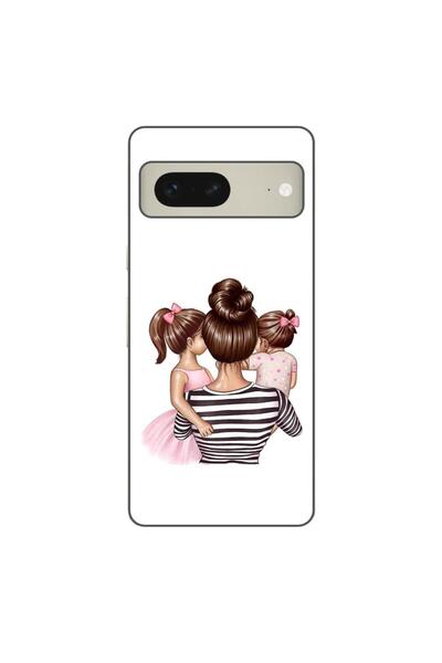 OEM Калъф, съвместим с Google Pixel 7, силиконов гел TPU модел, Мама и момичета