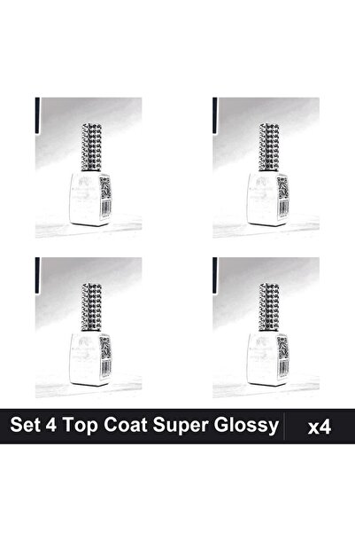 global fashion Set of 4 UV-Free Top Coat Super Glossy 12ml, Professional Mani...