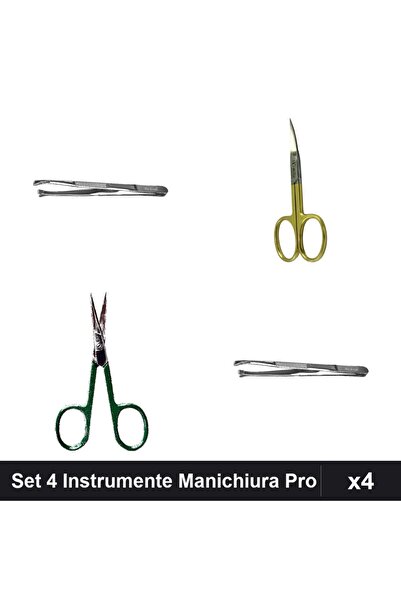 One Group Set 4 Instrumente Manichiura Profesionale, Penseta Forfecuta Unghie...
