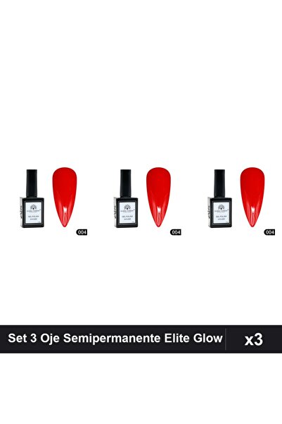 global fashion Set 3 Oje Semipermanente Elite Glow 15ml, Gel Polish UV/LED