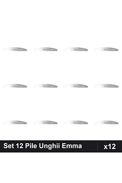 emma Set 12 Pile Unghii Granulatie 100/180, Buffere Manichiura Profesionale