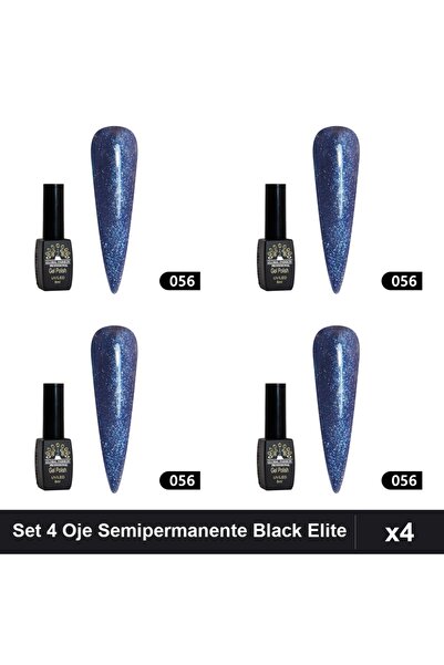 global fashion Set 4 Oje Semipermanente Black Elite 8ml, Nuanta 056, Manichiu...