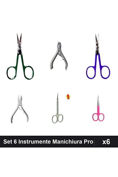 One Group Set 6 Instrumente Manichiura Profesionale, Forfecuțe Cuticule și Cl...