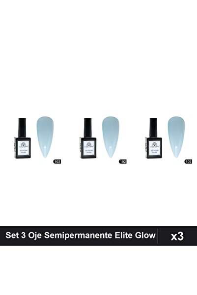 global fashion Set 3 Oje Semipermanente Elite Glow 15ml, Gel Polish UV/LED