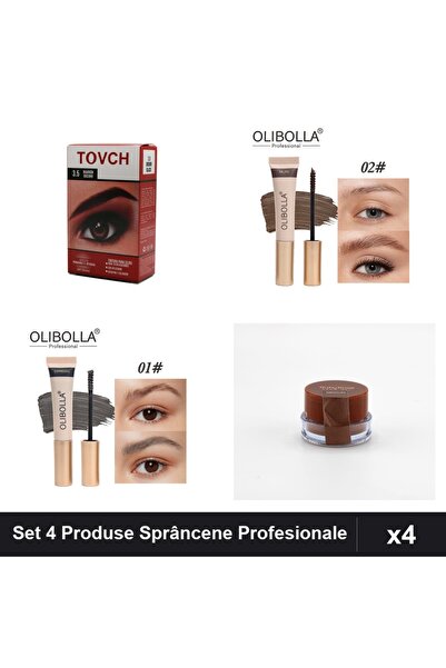 OLİBOLLA Set 4 Produse Sprâncene - Vopsea 3.5, Rimel Olibolla, Gel Ruby Rose