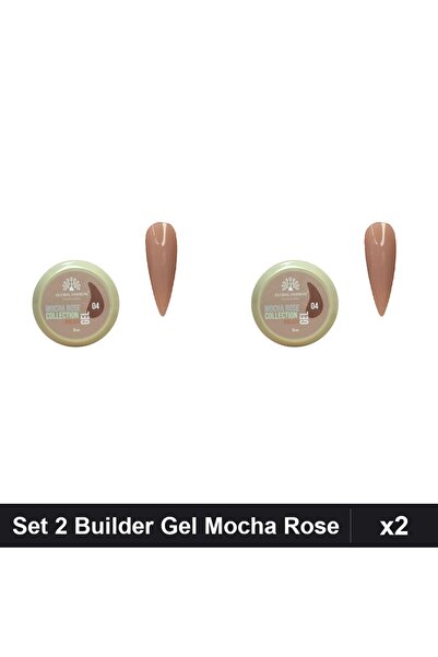 global fashion Set 2 Builder Gel Mocha Rose 15g, Constructie Unghii Gel UV/LE...