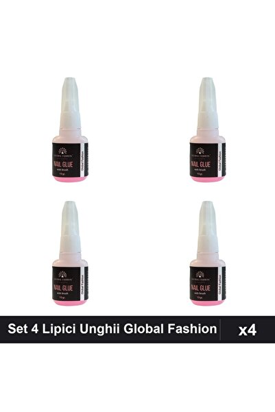 global fashion Set 4 Lipici Unghii Nail Glue 10g, Adeziv Profesional cu Pensula