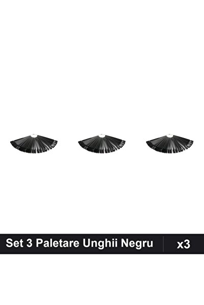 NAİLS Set 3 Paletare Unghii Negru, Inel Display Manichiura, Tipsuri Profesionale