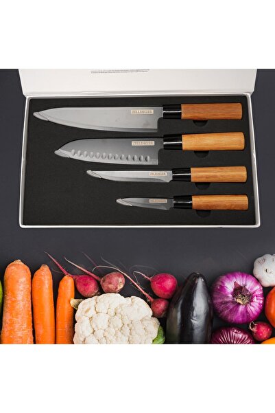 ZILLINGER Japanese Knife Set - 4 Pcs High-Carbon Stainless Steel Chef Knife S...