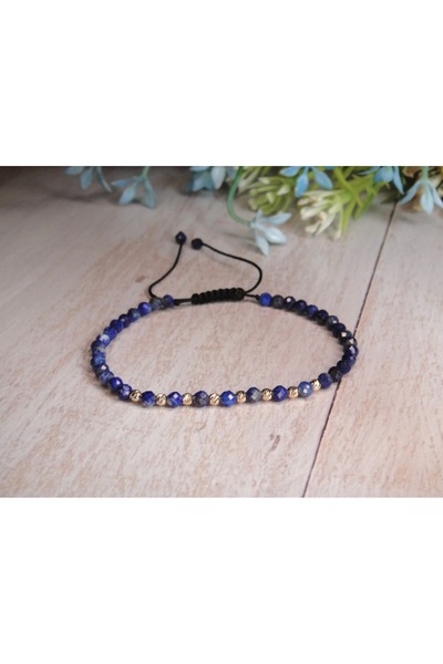 BASTORE Bratara reglabila cu 8 bile aur 14k si lapis lazuli
