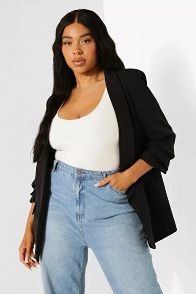 OEM Sacou Plus Size cu Maneca Incretita si Detalii de Buzunare