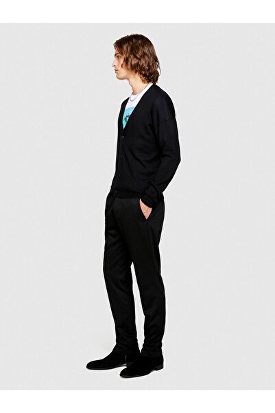 Sisley Wool Blend Cardigan Men's Black Cardigan - 323A11Bas600J