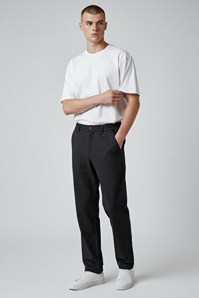 LTC Jeans Men's Black Baggy Fit Comfortable Fit Pants with Elastic Waist