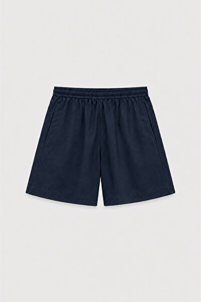Suud Collection Navy Blue Klara Washed Poplin Shorts