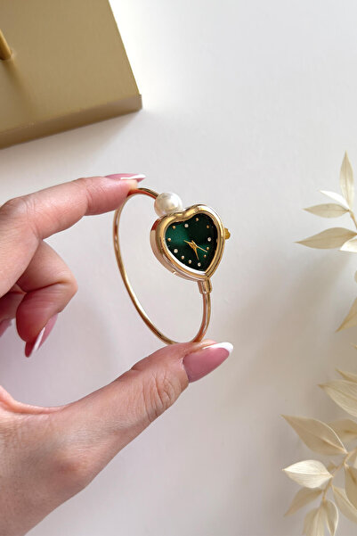 Cappmoda Pearl Yeşil Kadran İncili Gold Kadın Saati