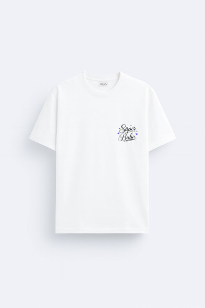 cesita Tricou alb din țesătură de bumbac imprimată Ziua Tatălui Super Dad