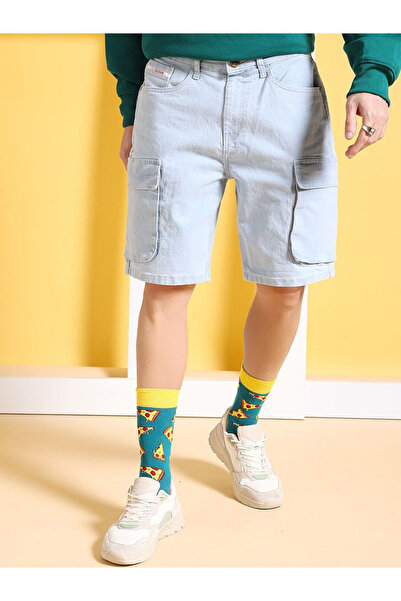 The Indian Garage Co By Styli Men Relaxed Fit Solid Denim Shorts