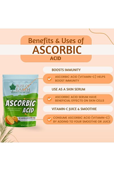 Bliss of Earth Ascorbic Acid Powder, 3x453g | Pure Food Grade Vitamin-C Rich Powder For Skin, Face & Cosmetic