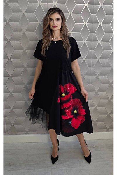 GLAMSI Monique women's dress with 3D print, short sleeves
