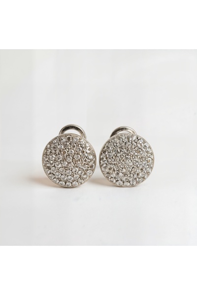 Oria Jewelry 925 silver microsetting round earrings with zirconia