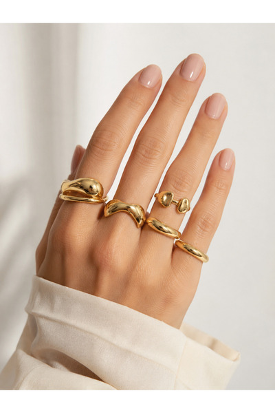 Girift Vintage Horeyn 5 Piece Gold Ring Set
