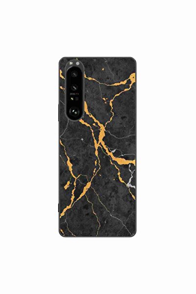 OEM Husa compatibila cu Sony Xperia 1 III Silicon Gel Tpu Model Noir Gold Marble