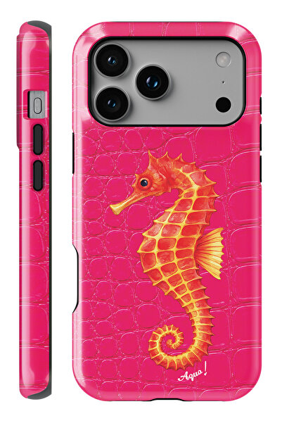 WANNACASE iPhone 17 Pro Max Aqua Seahorse Pembe Çift Katmanlı Essential Tough...