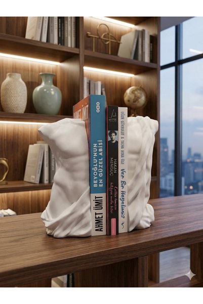 CMHOME Ancient Roman Torso Book Holder Sculpture - Decorative Bookshelf Organizer Bust Set