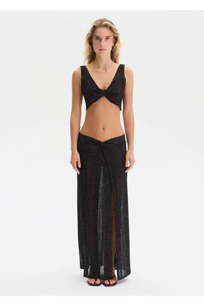 Knitss Black Sparkly Knitwear Skirt