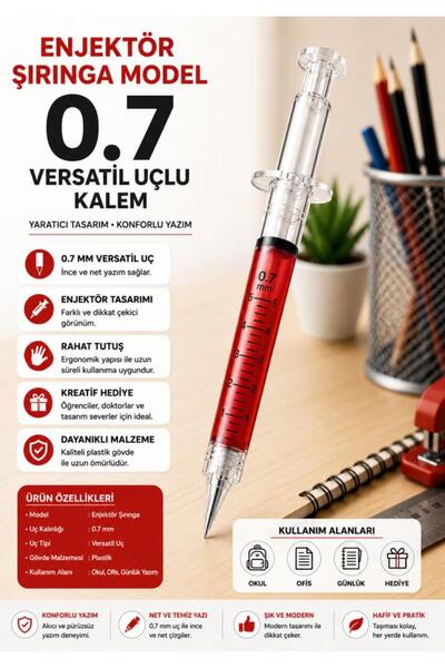 kalemhane Enjektör Şırınga Model Versatil kalem ( uçlu ) 0.7 Kırmızı