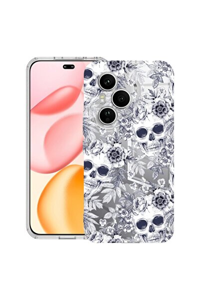 bestcase ¬Æ Husa Clear Silicon pentru Honor 400 Pro, Skull Black And White, 2...