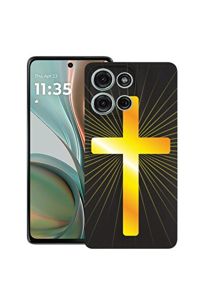 bestcase ¬Æ Husa pentru Motorola Moto G75, Golden Cross, Slim Silicon 0.8MM, ...