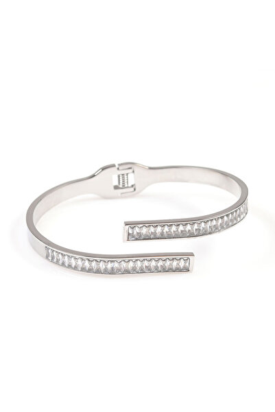 meli melo Silver steel bracelet with modern design and stones