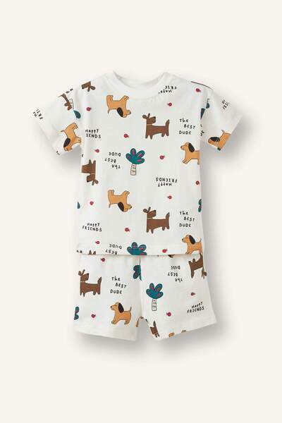 DeFacto Animal Pattern Short Sleeve T-Shirt Shorts 2-Piece Set Baby Boy H8286...