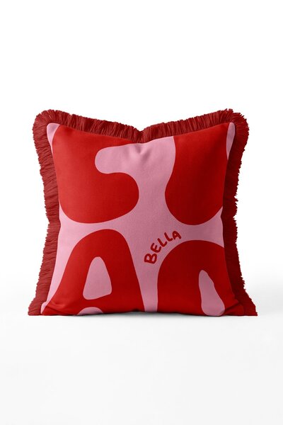 IdeCraft Ciao Bella Written Graphic Pop Art Fringed Throw Pillow Cover - Red ...