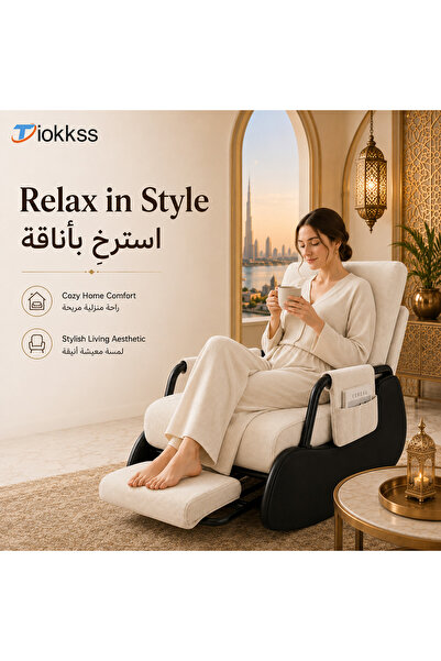 Tiokkss European Style Recliner Chair – Soft Cushioned Armchair with Pull-Out...