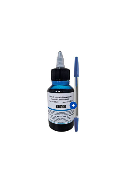 alphachem Set Flacon Cerneala Compatibil Brother BTD100 Cyan 100ml cu Picurat...