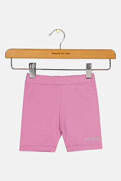 Hey Popinjay شورت أساسي مطرز للفتيات الصغيرات، باللون الأرجواني