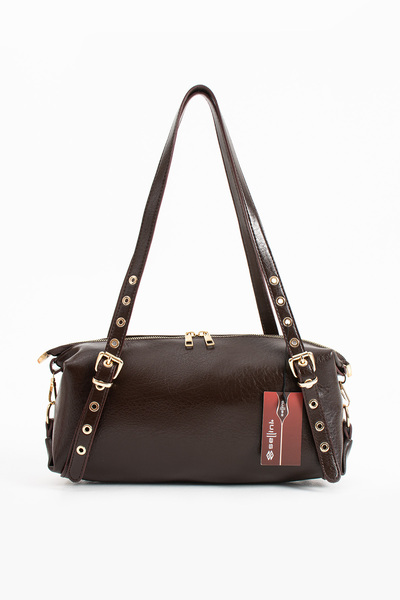 Sellini Nova Women's Shoulder Bag with Belt Strap Detail, Brown