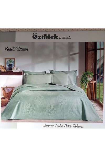 Özdilek Rf -Yeşil- Jakar Lux KP (Z) Çift Kişilik Pike Takımı (4 Yastık Kılıflı)