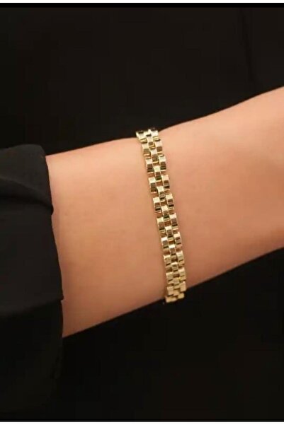 Urban Aksesuar Hasır Örme Model 14K Altın Kaplama Bileklik Gold Renk Şık Kadı...