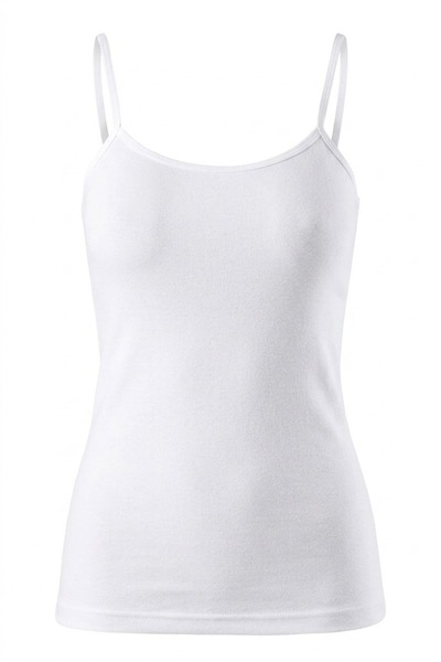 CottonVia 6 Pieces, Women's Ribbed Tank Top, 100% Cotton, Thin Strap, White