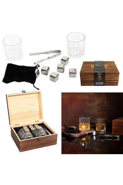 Cook Concept Gentleman's Whisky Set with 2 Glasses, 6 Metal Cooling Cubes and...