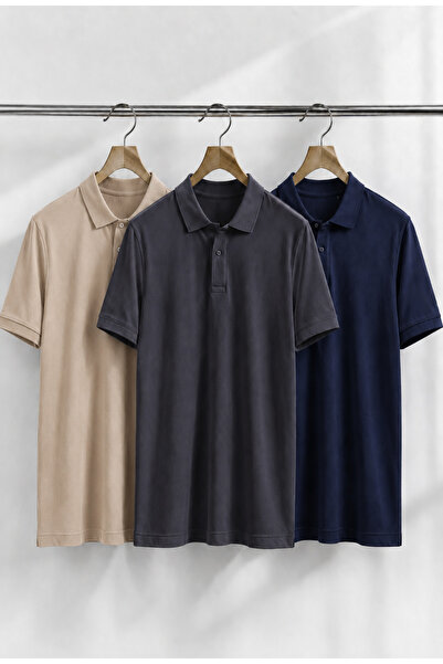 COMBİNE MİCHAİL Tricou cu guler polo din 3 piese Trend Casual pentru bărbați
