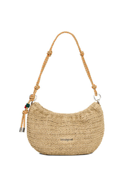 Desigual ψάθινη τσάντα ώμου HALF LOGO RAFFIA 26SAXO01